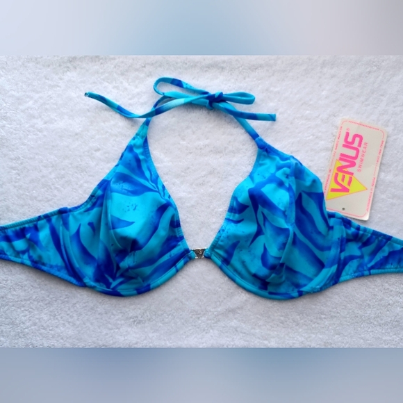 VENUS Vintage 90s Blue Bikini Top, Size DD - Picture 1 of 15